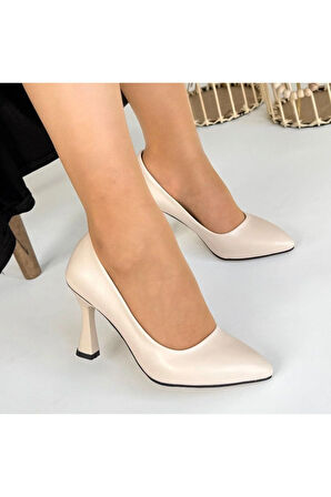 Ulba Bej Cilt Stiletto Ayakkabı