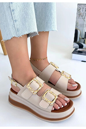 Stan Bej Cilt Sandalet