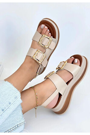 Stan Bej Cilt Sandalet