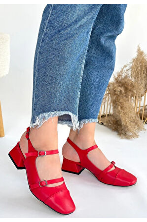 Doran Kırmızı Cilt Topuklu Ayakkabı