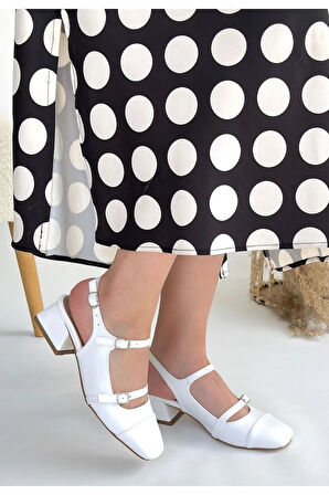 Doran Beyaz Cilt Topuklu Ayakkabı