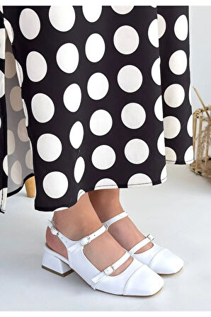 Doran Beyaz Cilt Topuklu Ayakkabı