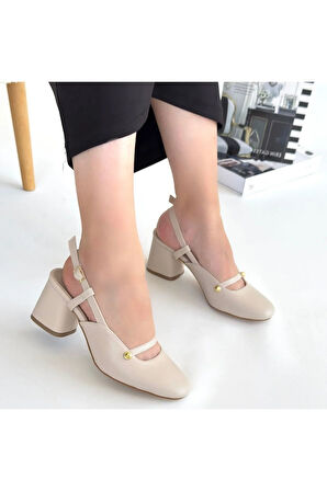 Jecci Bej Cilt Topuklu Ayakkabı