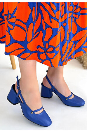 Jecci Mavi Cilt Topuklu Ayakkabı