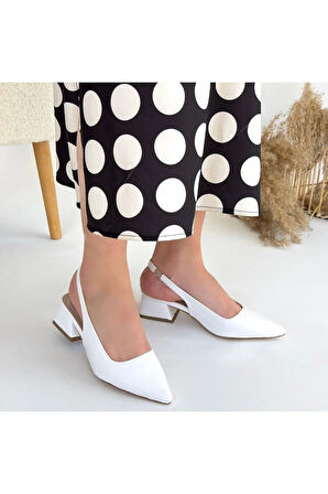 Morji Beyaz Cilt Topuklu Ayakkabı
