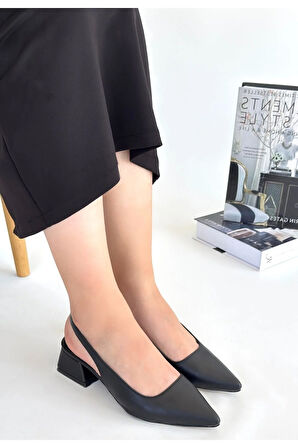 Morji Siyah Cilt Topuklu Ayakkabı