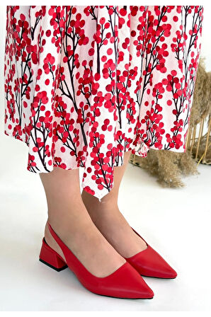 Morji Kırmızı Cilt Topuklu Ayakkabı