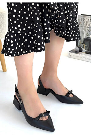 Rewat Siyah Cilt Topuklu Ayakkabı