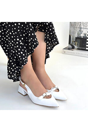 Rewat Beyaz Cilt Topuklu Ayakkabı