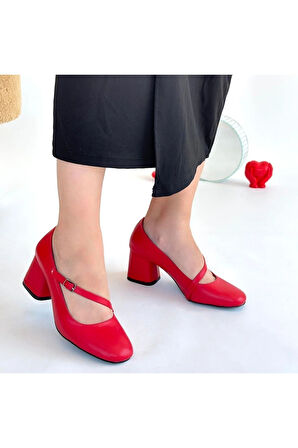 Kier Kırmızı Cilt Topuklu Ayakkabı