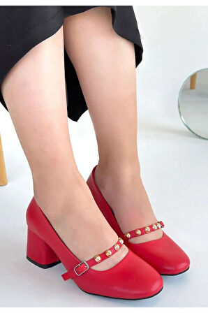 Tino Kırmızı Cilt Topuklu Ayakkabı