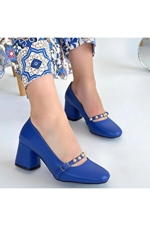 Tino Mavi Cilt Topuklu Ayakkabı