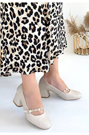 Tino Bej Cilt Topuklu Ayakkabı