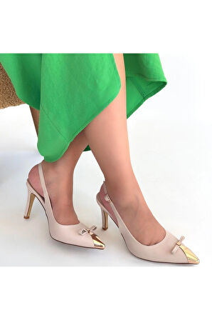 Joye Bej Cilt Topuklu Ayakkabı