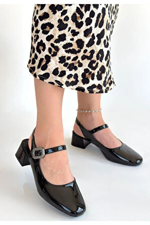 Gowe Siyah Rugan Topuklu Ayakkabı