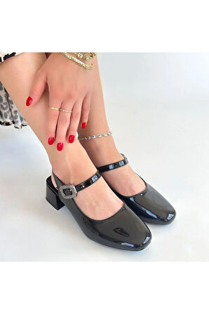 Gowe Siyah Rugan Topuklu Ayakkabı