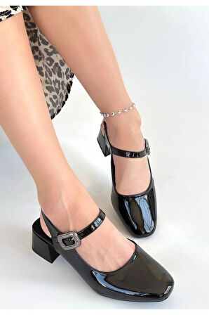 Gowe Siyah Rugan Topuklu Ayakkabı