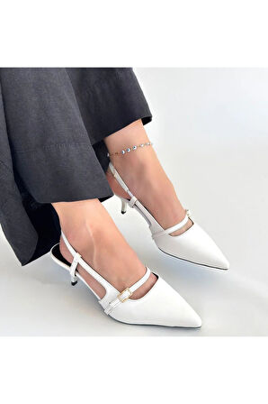 Darina Beyaz Cilt Topuklu Ayakkabı