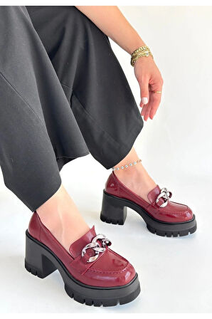 Winar Bordo Rugan Doldu Topuk Ayakkabı