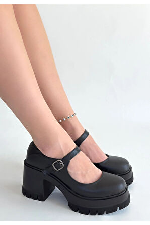 Dlor Siyah Cilt Dolgu Topuk Ayakkabı