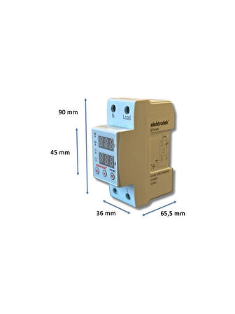 Monofaze Gerilim Ve Akım Koruyucu 63a 230v Din Ray Ayarlanabilir Röle