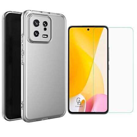 Xiaomi Mi 13 Uyumlu Kılıf Esnek Silikon Telefon Kılıfı ve Temperli Cam Ekran Koruyucu