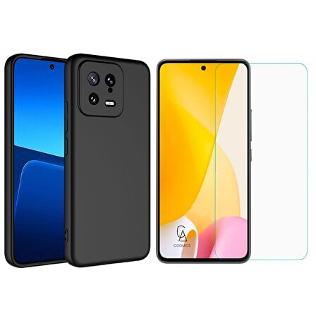 Xiaomi Mi 13 Uyumlu Kılıf Esnek Silikon Telefon Kılıfı ve Temperli Cam Ekran Koruyucu
