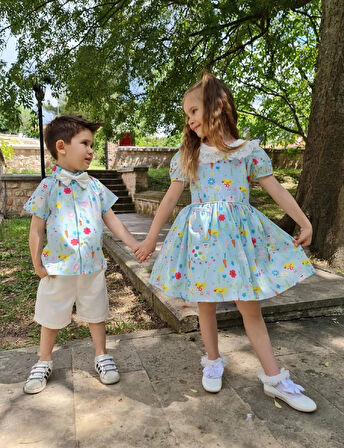 Erkek Çocuk Şortlu Papyon Gömlek Takım