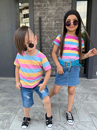 Erkek Çocuk Kot Şort Bluz Kombin