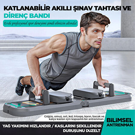 RELAXUS Çok Fonksiyonlu Akıllı Şınav Egzersiz Tahtası Direnç Lastik Bandı Katlanabilir Taşınabilir Çok Yönlü Antrenman Sistemi