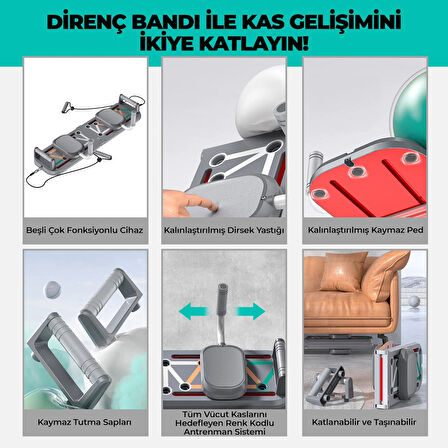 RELAXUS Çok Fonksiyonlu Akıllı Şınav Egzersiz Tahtası Direnç Lastik Bandı Katlanabilir Taşınabilir Çok Yönlü Antrenman Sistemi