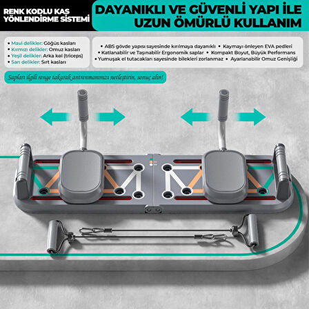 RELAXUS Çok Fonksiyonlu Akıllı Şınav Egzersiz Tahtası Direnç Lastik Bandı Katlanabilir Taşınabilir Çok Yönlü Antrenman Sistemi