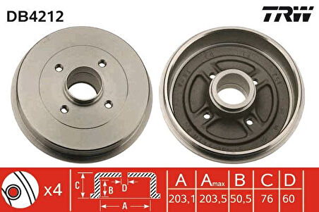 FREN KAMPANASI ARKA RENAULT KANGOO 1997 - 203.3 / 50.5 MM 7700304984 4320000QAG