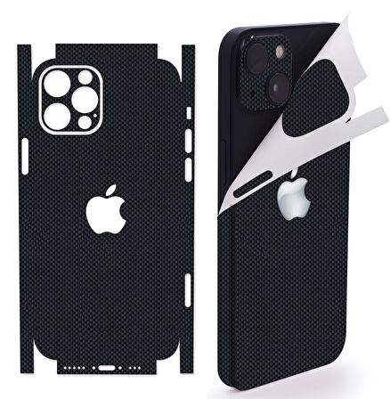 İphone 15 pro max için 360 full arka kaplama koruma sticker kılıfsız kullanım için KARBON SİYAH