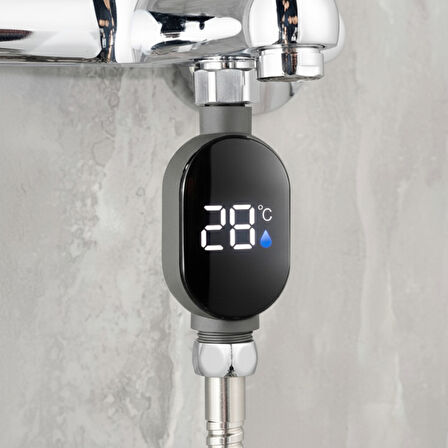 Caldo Led Ekran Siyah Banyo Duş Musluk Termometresi 3 Renk Sıcaklık Göstergesi