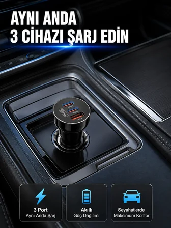 12v 24v Uyumlu 60w Araç İçi Şarj Adaptörü Çoklu Hızlı Şarj Cihazı
