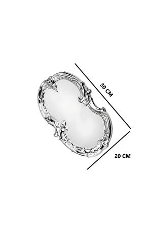 Gümüş Lüx Paslanmaz Çelik Artnova Servis , Çay ,Kahve ,ikramlık ve Çeyizlik Sunum Tepsisi | Tek Kişilik