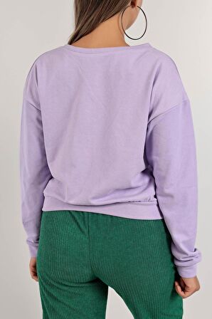 Baskılı Crop Sweat Lila - 0135.159.