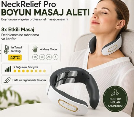 Isıtmalı darbeli boyun masaj aleti ritmik vuruş uzun şarj süreli ergonomik masaj aleti