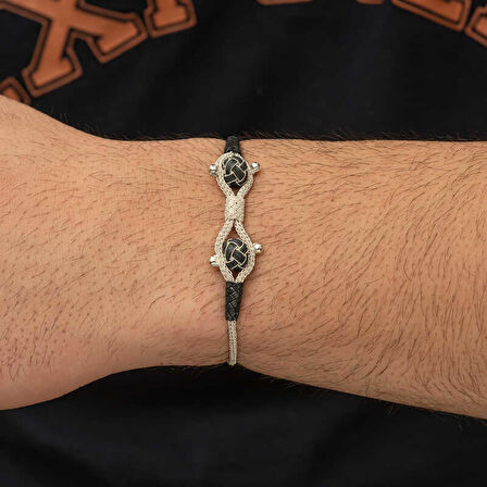 Gümüş Kazaziye Örgü Bileklik