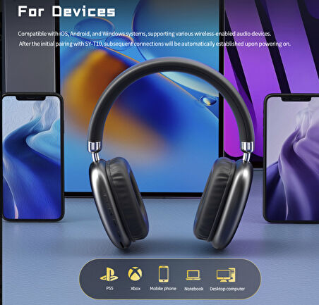 Bluetooth Gürültü önleme kafa üstü bluetooth kulaklık uzun şarj süreli telefon tablet tv bağlantılı