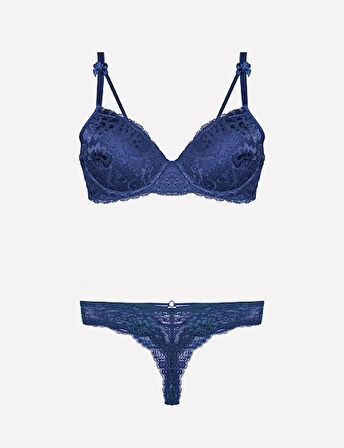 Nurteks 4430 Destekli Sütyen Takım - Lacivert - 90B