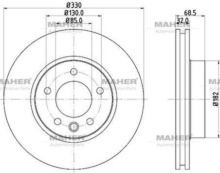 FREN DİSKİ TOUAREG 2003-2018 / CAYENNE 2003-2010 / PRO ÖZEL KAPLAMA ÖN HAVALI SAĞ 330-5 7L6615302D (2 ADET)