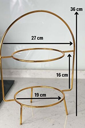 2 Katlı Metal Paslanmaz Kararmaz Lüks Rios Gold Etajer Sunum ve ikramlık Kek Pasta Standı Çeyizlik | Tabaklar Temsilidir.