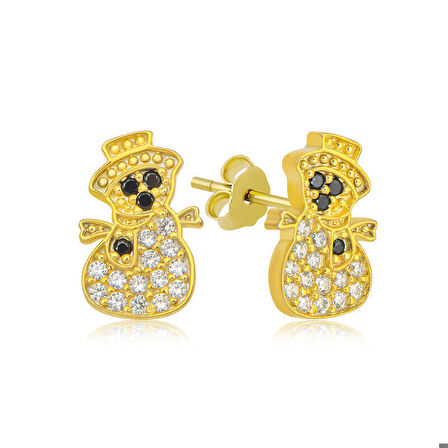Gümüş Gold Kardan Adam Kadın Küpe