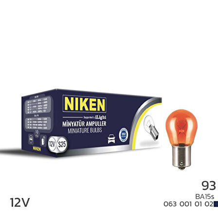 NIKEN 93 AMPUL DÜZ BA15S PY21W AMBE 125 10LU (10 ADET)