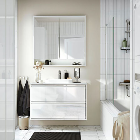 Banyo duvar dolabı, beyaz, 100x15x95 cm, kablosuz kontrol sürücülü