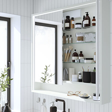 Banyo duvar dolabı, beyaz, 100x15x95 cm, kablosuz kontrol sürücülü