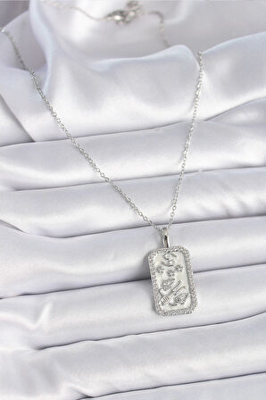 316L Çelik Gümüş Renk Zincir Yengeç Burcu Zirkon Taşlı Kadın Kolye