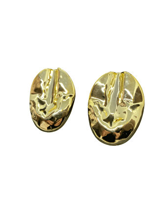 Organik Formlu Parlak Altın Renk Şık 316L Hafif Çelik Küpe | Özel Günler, Modern ve Şık Tasarım